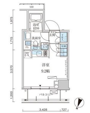 パークアクシス赤坂見附　407号室　間取り