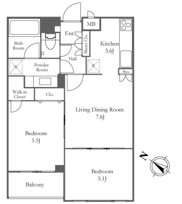 ミリアレジデンス乃木坂（旧ミルーム乃木坂）　203号室　間取り