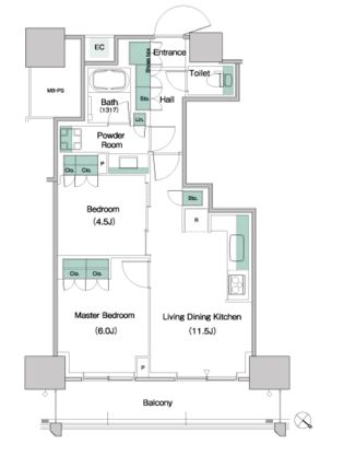 パークアクシス豊洲キャナル　1101号室　間取り