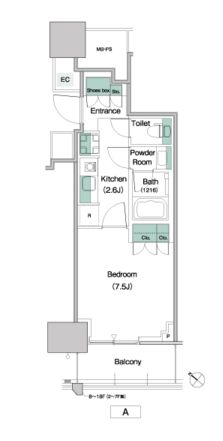 パークアクシス豊洲キャナル　1210号室　間取り