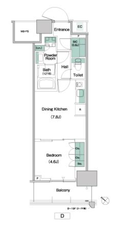 パークアクシス豊洲キャナル　1812号室　間取り
