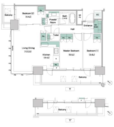 パークアクシス豊洲キャナル　1816号室　間取り