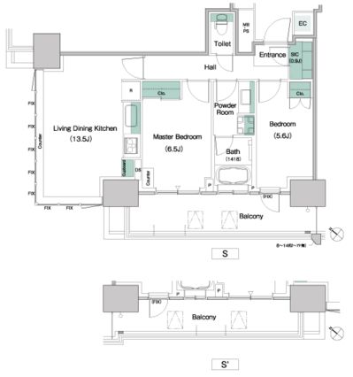 パークアクシス豊洲キャナル　518号室　間取り