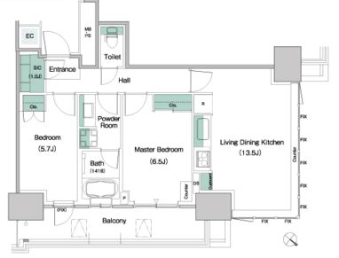 パークアクシス豊洲キャナル　602号室　間取り