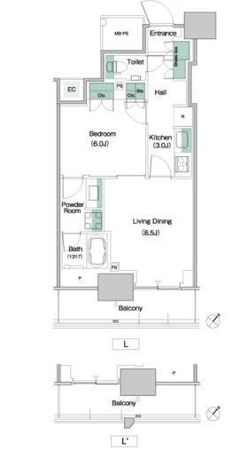 パークアクシス豊洲キャナル　704号室　間取り