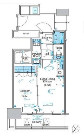 パークアクシス豊洲キャナル　724号室　間取り