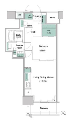 パークアクシス豊洲キャナル　830号室　間取り