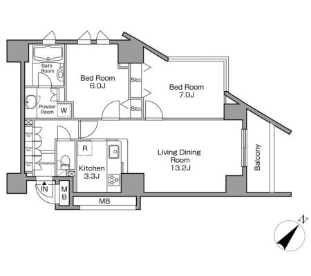 レジディアタワー中目黒　1103号室　間取り