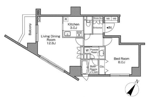 レジディアタワー中目黒　1401号室　間取り