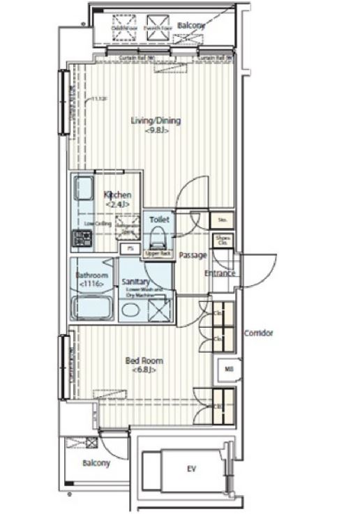 ドゥーエ新富町　1201号室　間取り