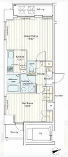 ドゥーエ新富町　1101号室　間取り