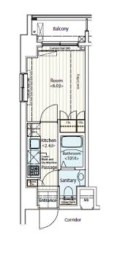 ドゥーエ新富町　203号室　間取り