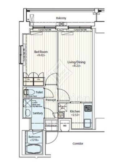 ドゥーエ新富町　1002号室　間取り
