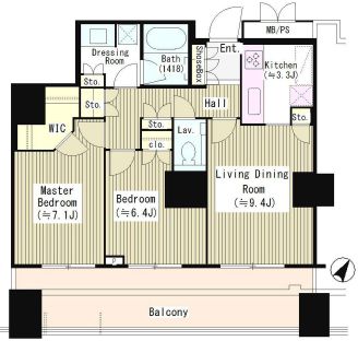 ＣＡＰＩＴＡＬ　ＧＡＴＥ　ＰＬＡＣＥ　ザ・タワー　501号室　間取り