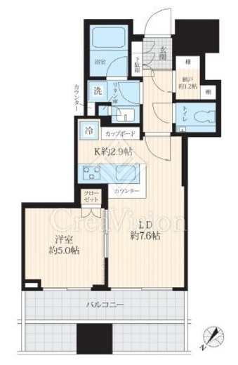 ＣＡＰＩＴＡＬ　ＧＡＴＥ　ＰＬＡＣＥ　ザ・タワー　3709号室　間取り