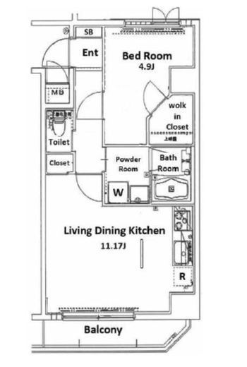 ロメック月島　4F1号室　間取り