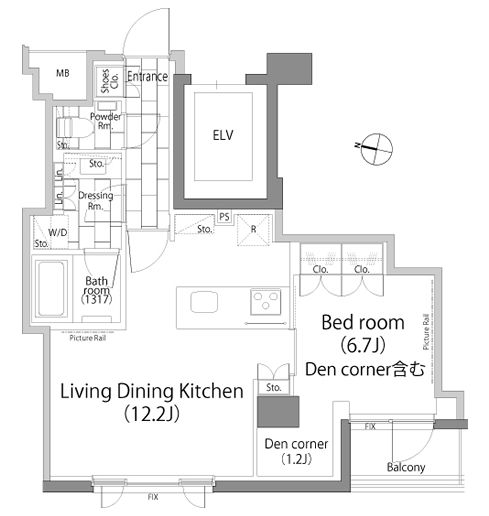 パークハビオ日本橋蛎殻町　702号室　間取り