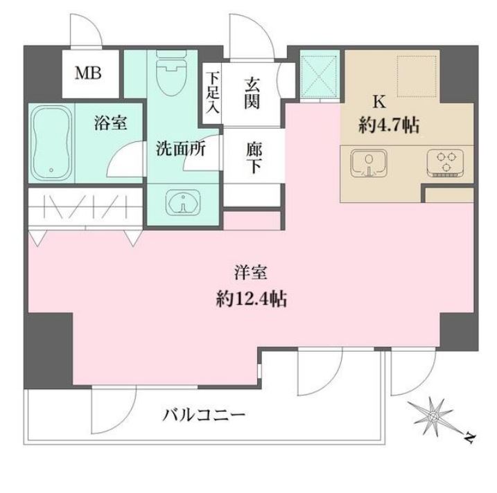 グレンパーク神楽坂　104号室　間取り