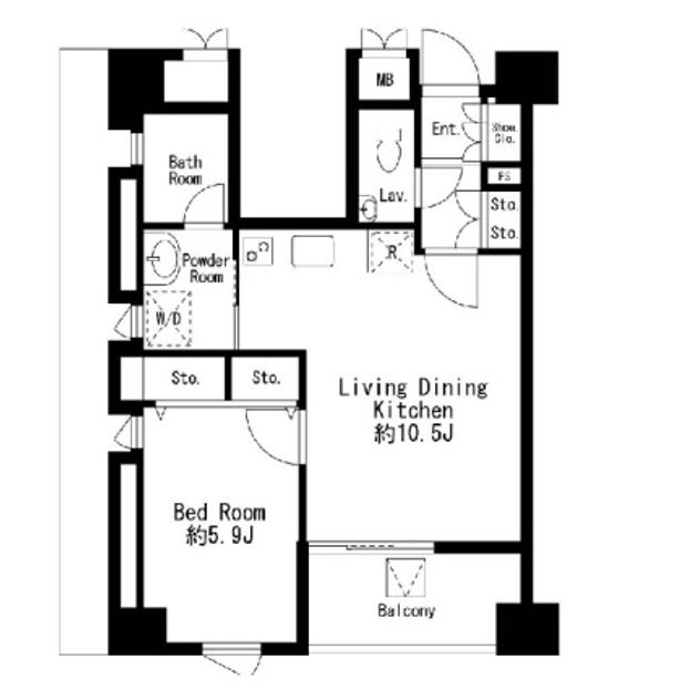プライムアーバン日本橋茅場町　1307号室　間取り