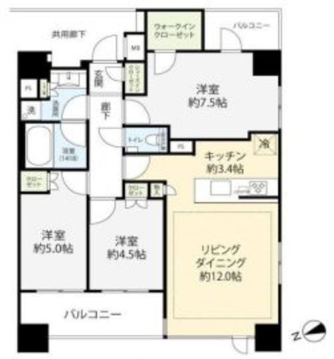 リビオ東京日本橋　6F1号室　間取り