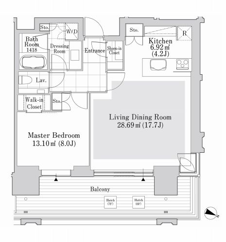 六本木グランドタワーレジデンス　610号室　間取り