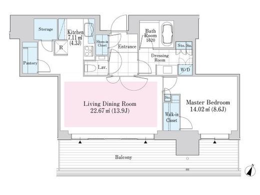 六本木グランドタワーレジデンス　905号室　間取り