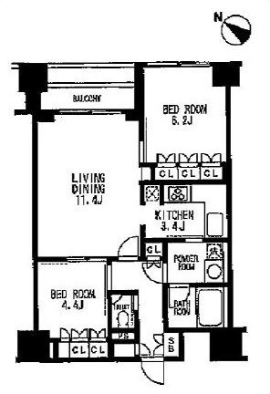 ドゥーエ日本橋　1305号室　間取り