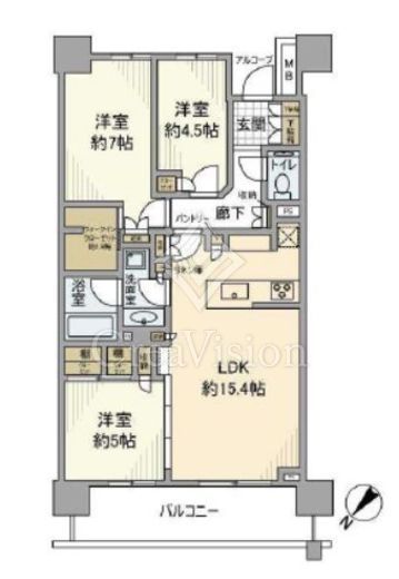 パークホームズ豊洲ザ・レジデンス　18F3号室　間取り
