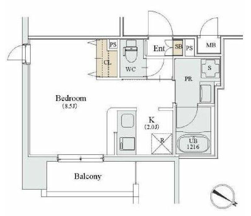 カスタリア人形町3　906号室　間取り