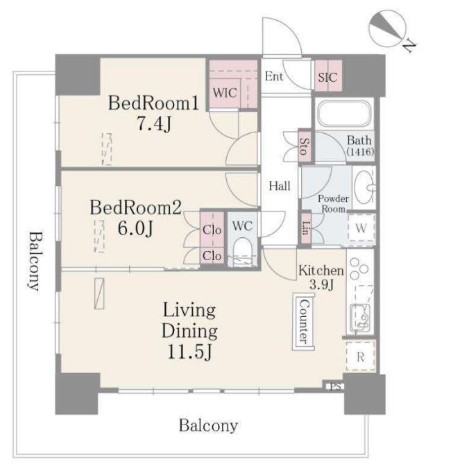 ルミレイス豊洲　1608号室　間取り