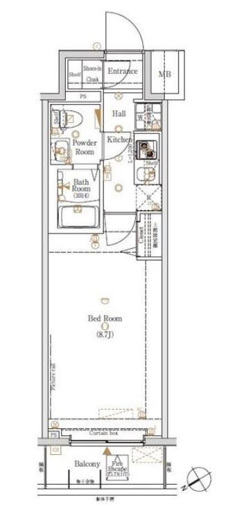 Log永代橋　1202号室　間取り
