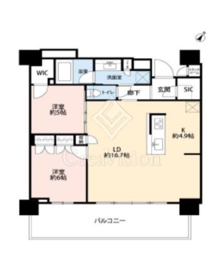 ブリリア有明シティタワー　6F2号室　間取り