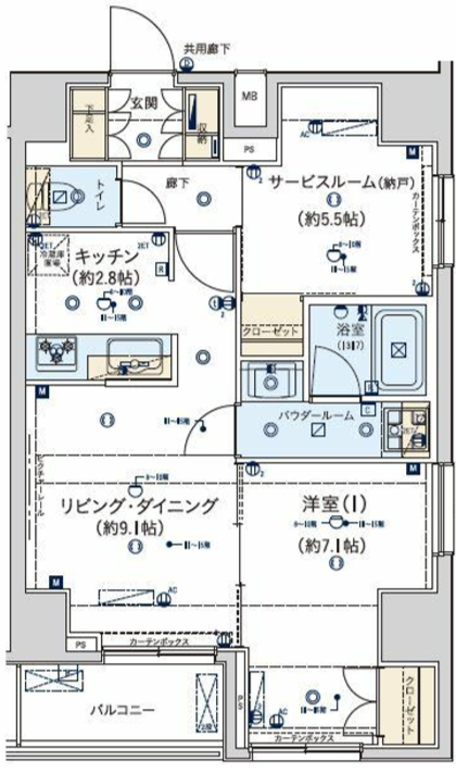 ジェノヴィア東日本橋駅前グリーンヴェール　801号室　間取り