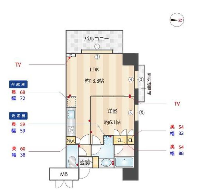 MFPRコート木場公園　611号室　間取り