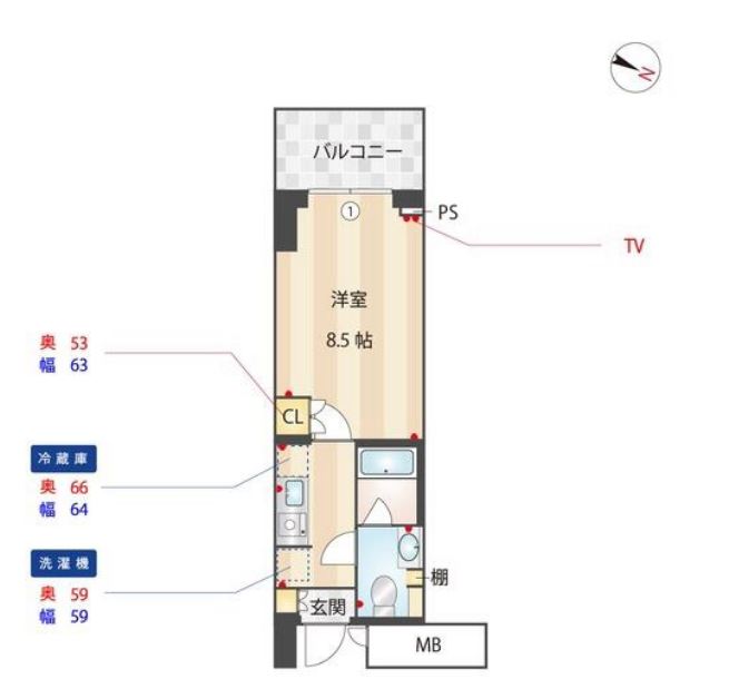 MFPRコート木場公園　1308号室　間取り