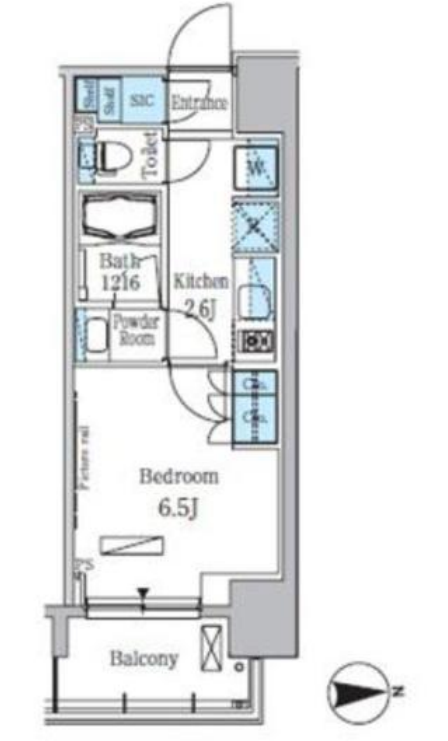 パークアクシス木場　1301号室　間取り