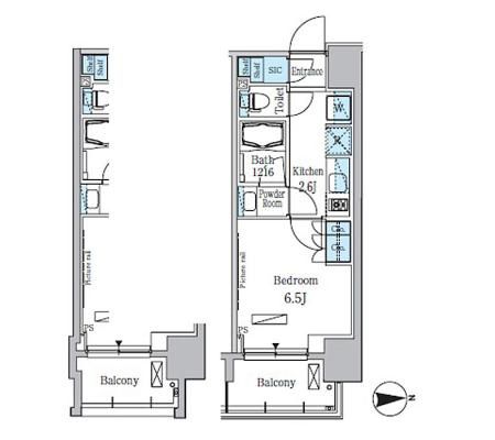 パークアクシス木場　1301号室　間取り
