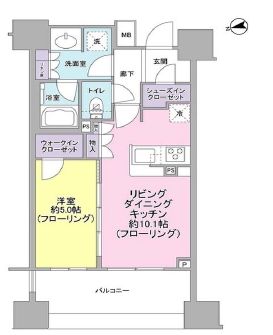 クレヴィア東京八丁堀湊ザ・レジデンス　1104号室　間取り
