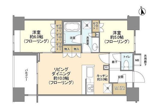 クレヴィア東京八丁堀湊ザ・レジデンス　1105号室　間取り