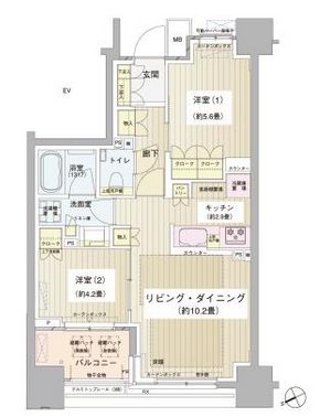 パークホームズ清澄白河　201号室　間取り