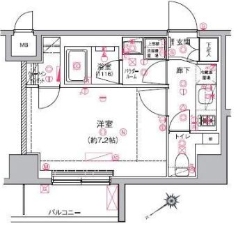 アルテシモシェルト　708号室　間取り