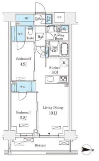 フロンティアレジデンス錦糸公園　206号室　間取り