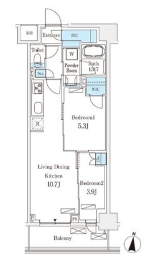 フロンティアレジデンス錦糸公園　211号室　間取り