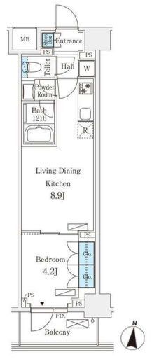 フロンティアレジデンス錦糸公園　443号室　間取り