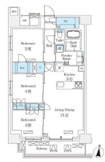 フロンティアレジデンス錦糸公園　349号室　間取り