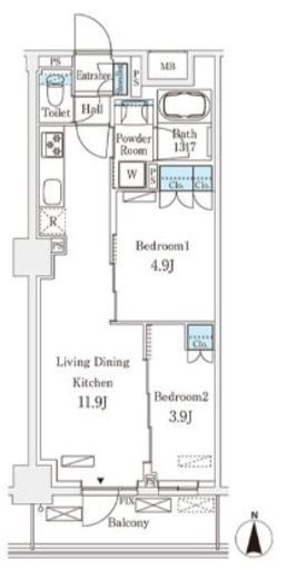 フロンティアレジデンス錦糸公園　514号室　間取り