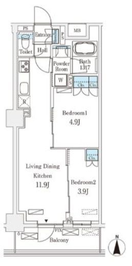 フロンティアレジデンス錦糸公園　518号室　間取り