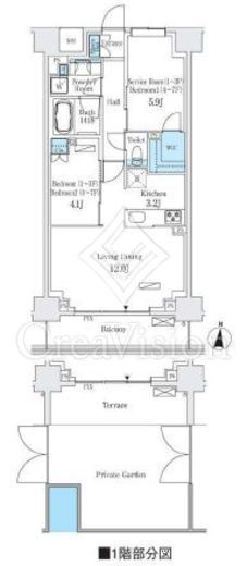 フロンティアレジデンス錦糸公園　104号室　間取り