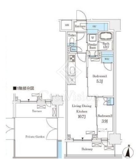 フロンティアレジデンス錦糸公園　105号室　間取り