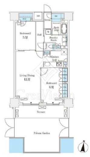 フロンティアレジデンス錦糸公園　108号室　間取り